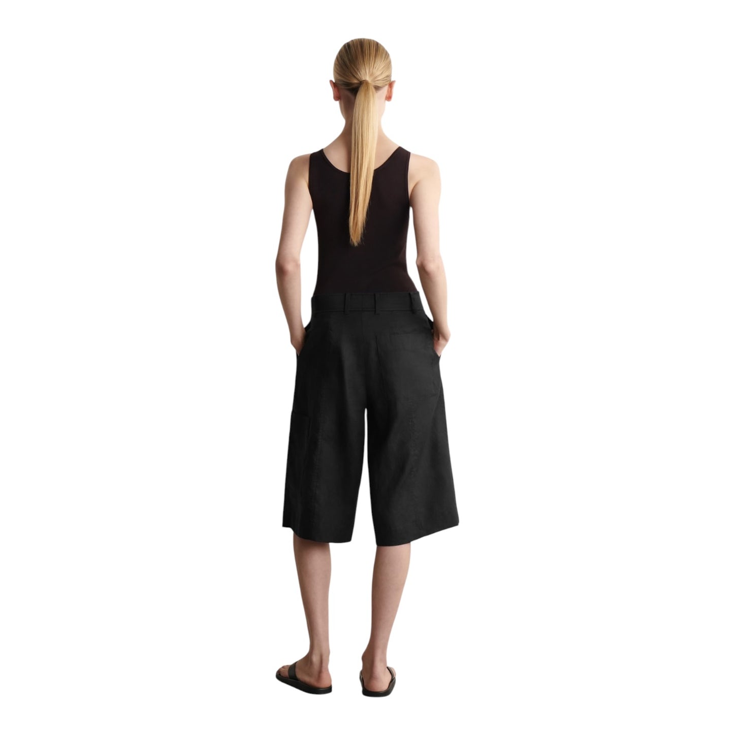 COS Black Linen Utility Bermuda Shorts - 8/10 - NEW