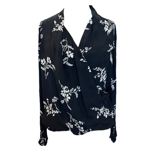 Sezane Black and White Floral Top