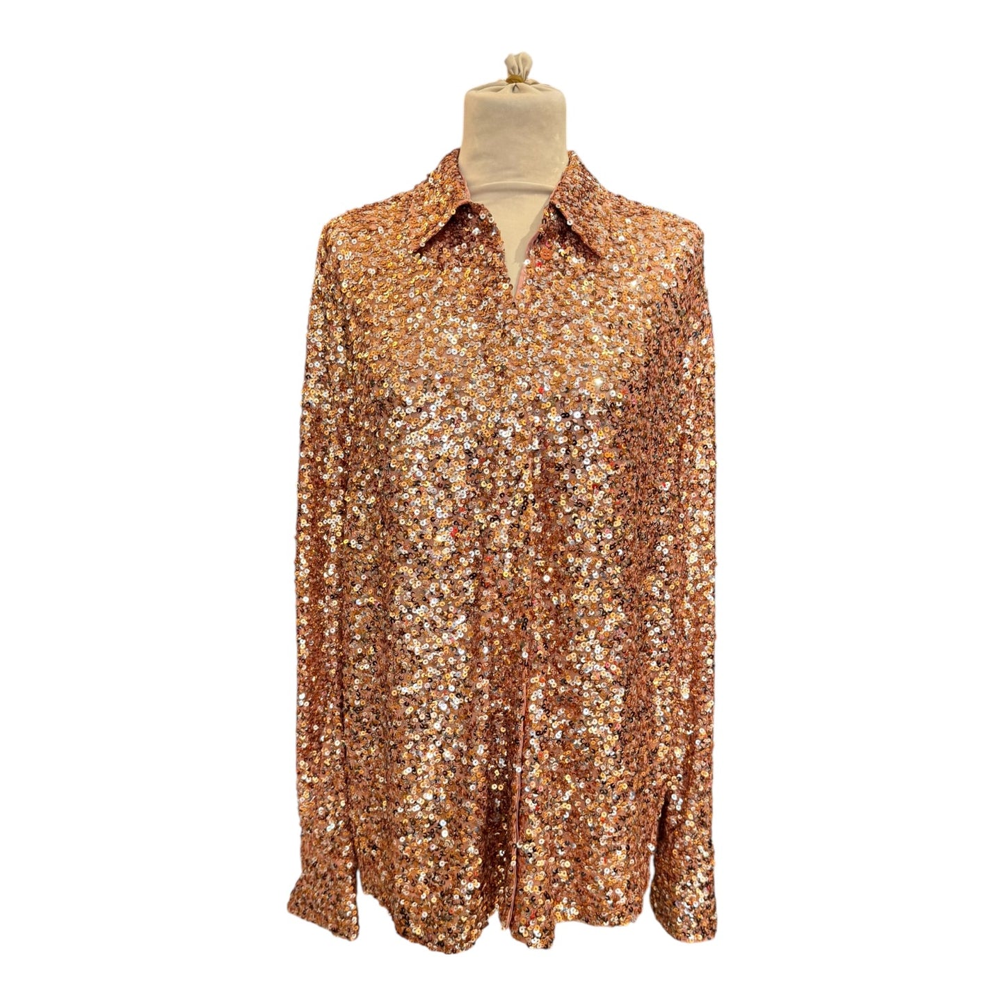 Essentiel Antwerp Ezilion Rose Gold Sequin Top - XS (Oversized)