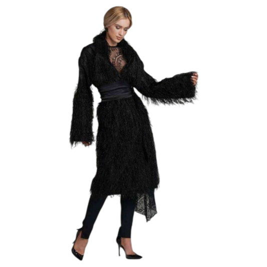 Kevan Jon Black Rococo Feather Bassett Coat - 10
