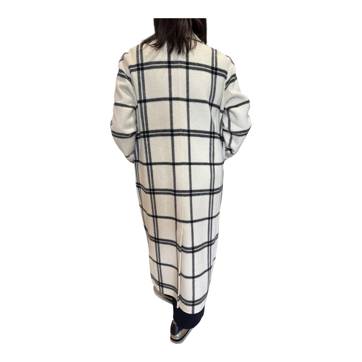Jaeger Pure Wool Cream and Black Check Coat - 14