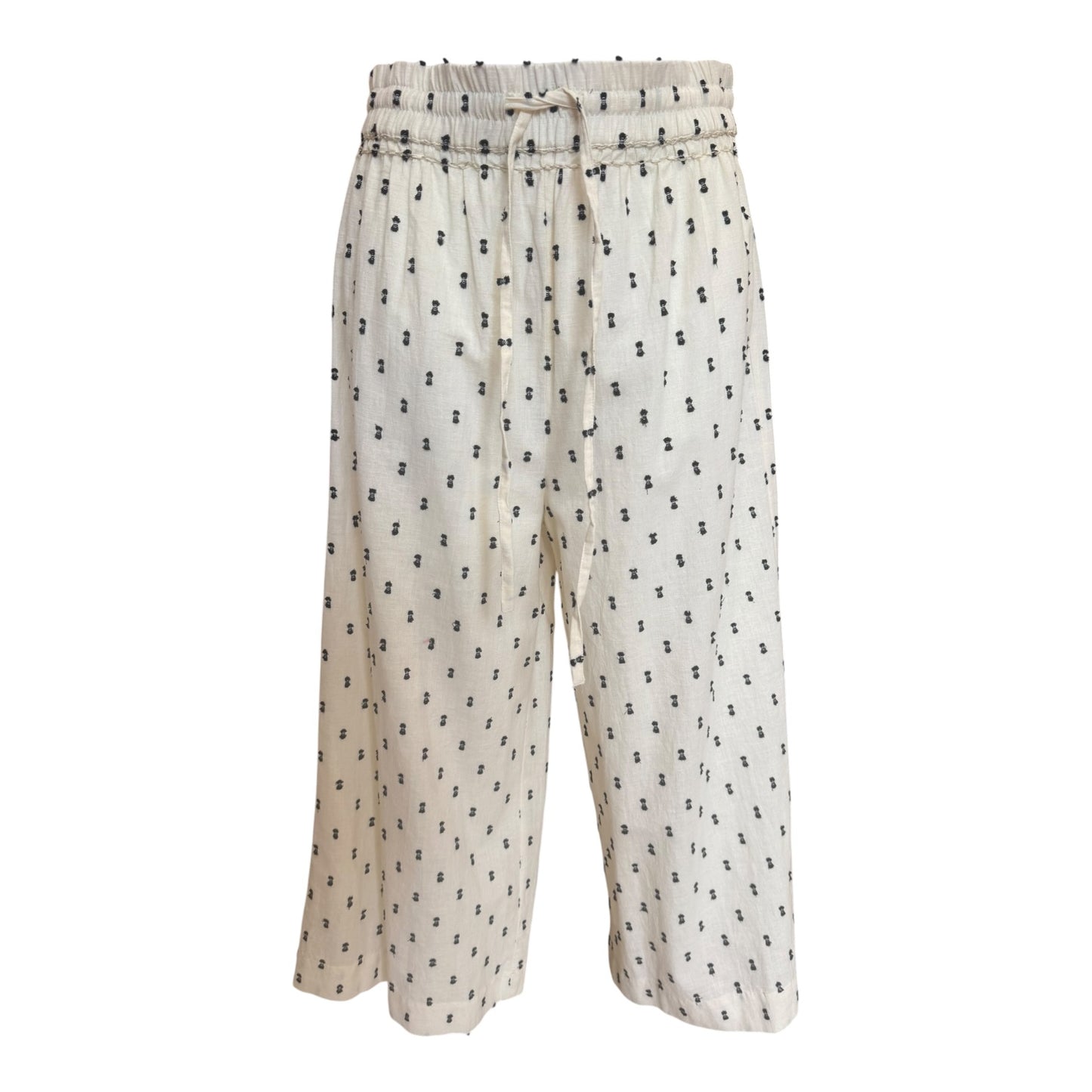 Costa Mani Gwennie Cream and Black Cotton Trousers - 10 - NEW