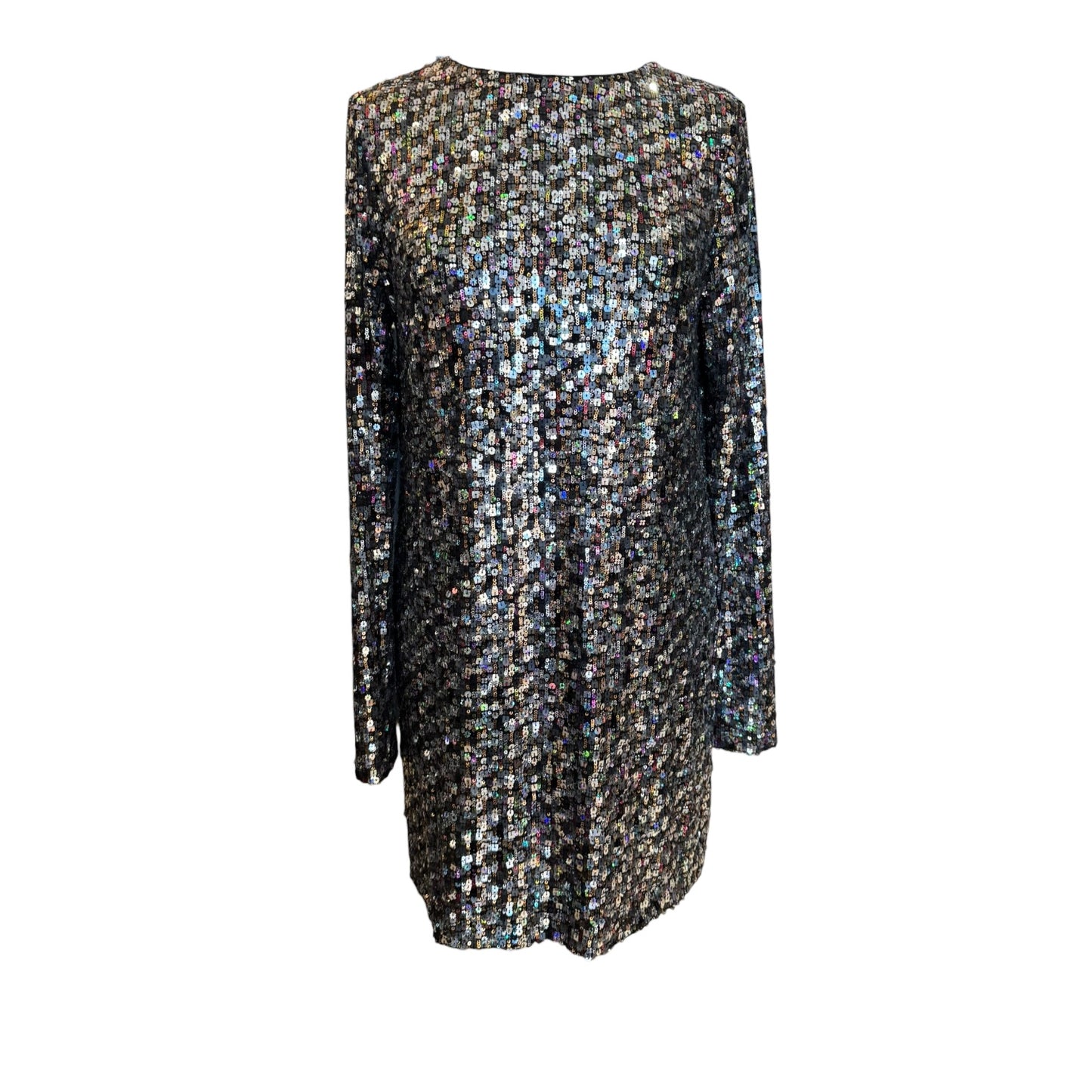 Me + Em Black Sequin Mini Long Sleeve Dress - 10