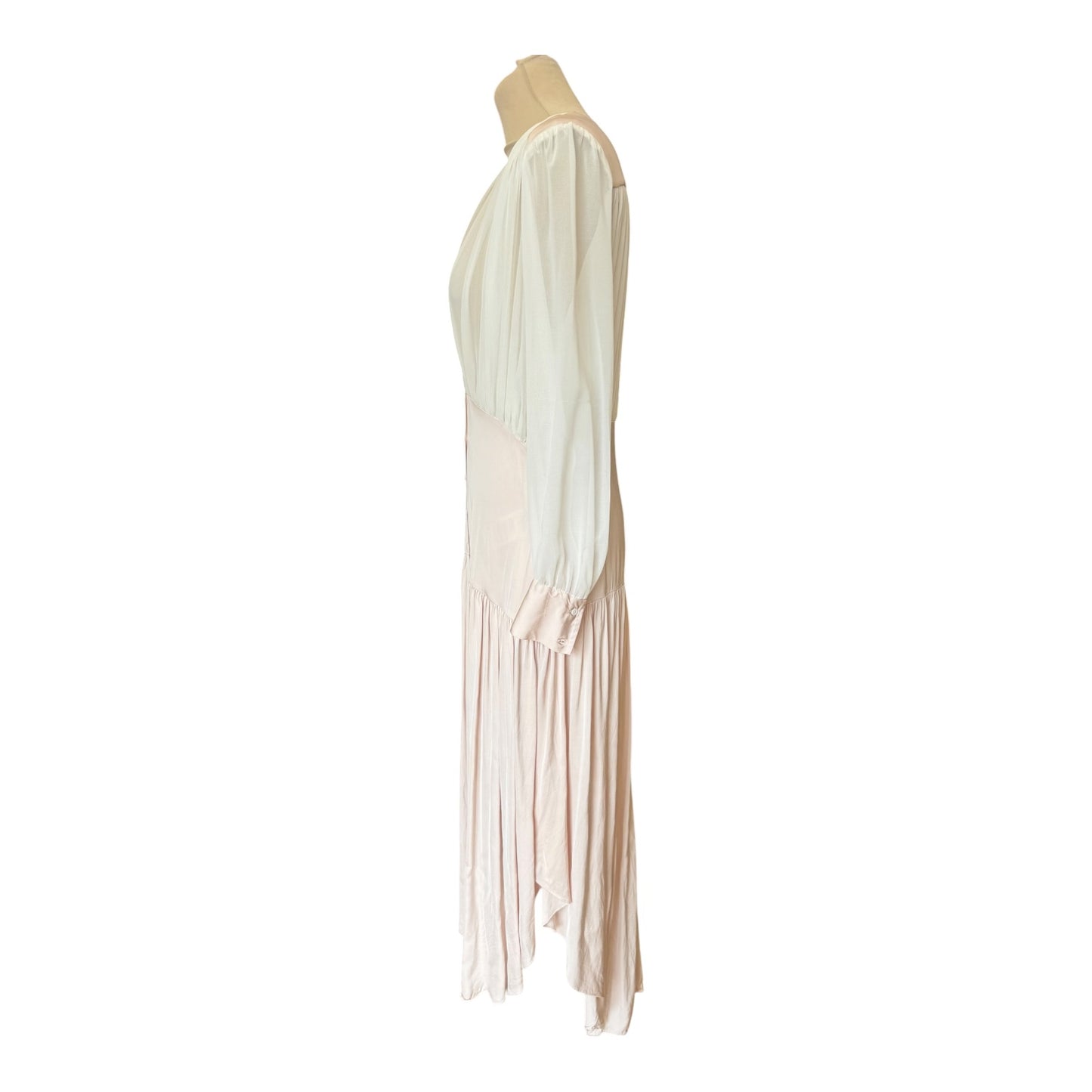 Sandro White and Blush Chiffon Panelled Dress - 12