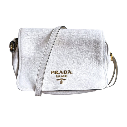 Prada Vitello Daino White Crossbody Bag