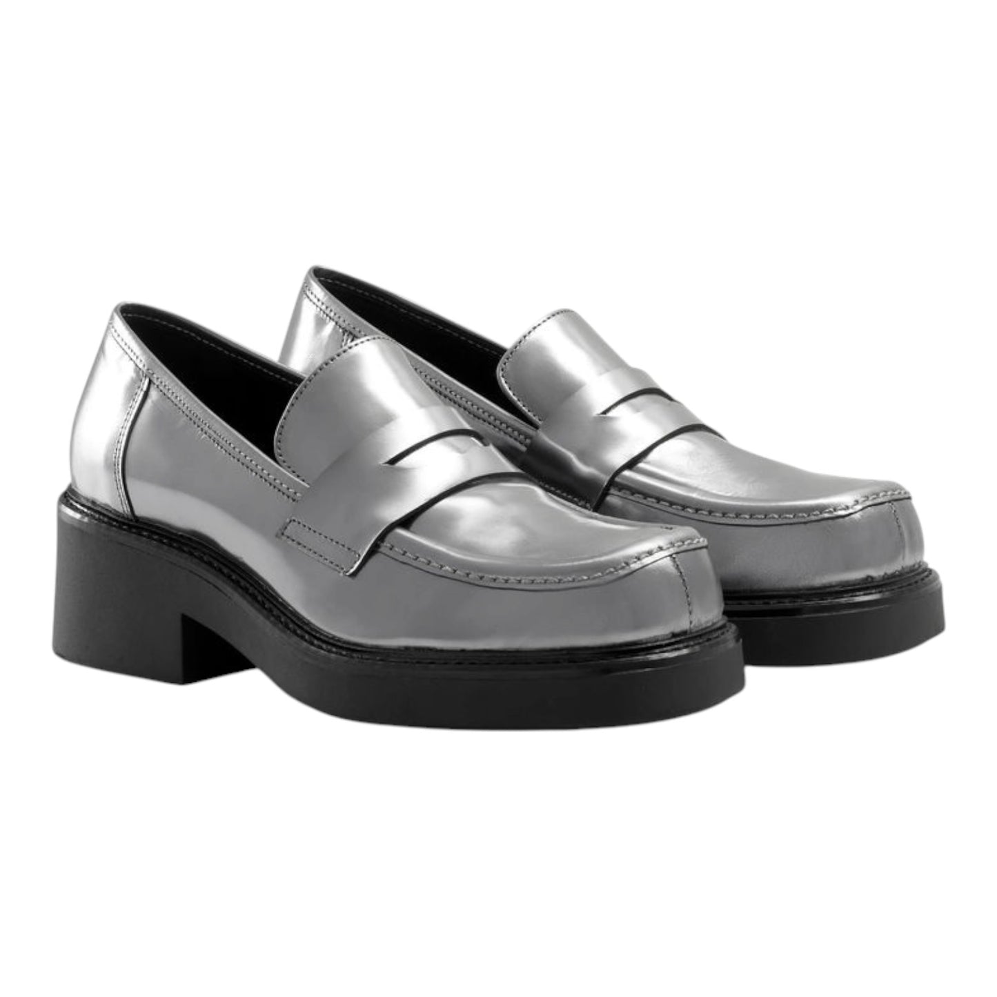 Russell & Bromley Silver Solo Square Toe Loafer - 40/7 - NEW