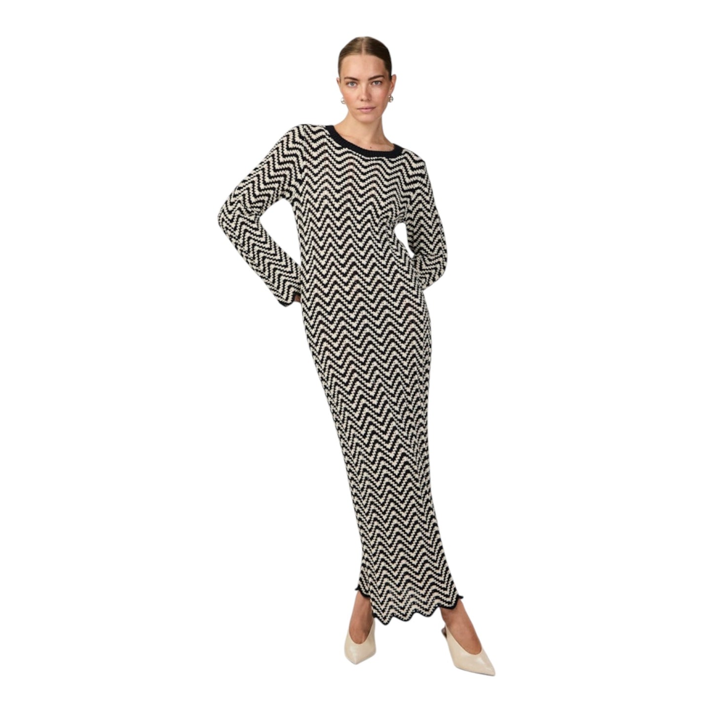 YAS Whiz Long Sleeve Maxi Knit Dress - 12 - NEW