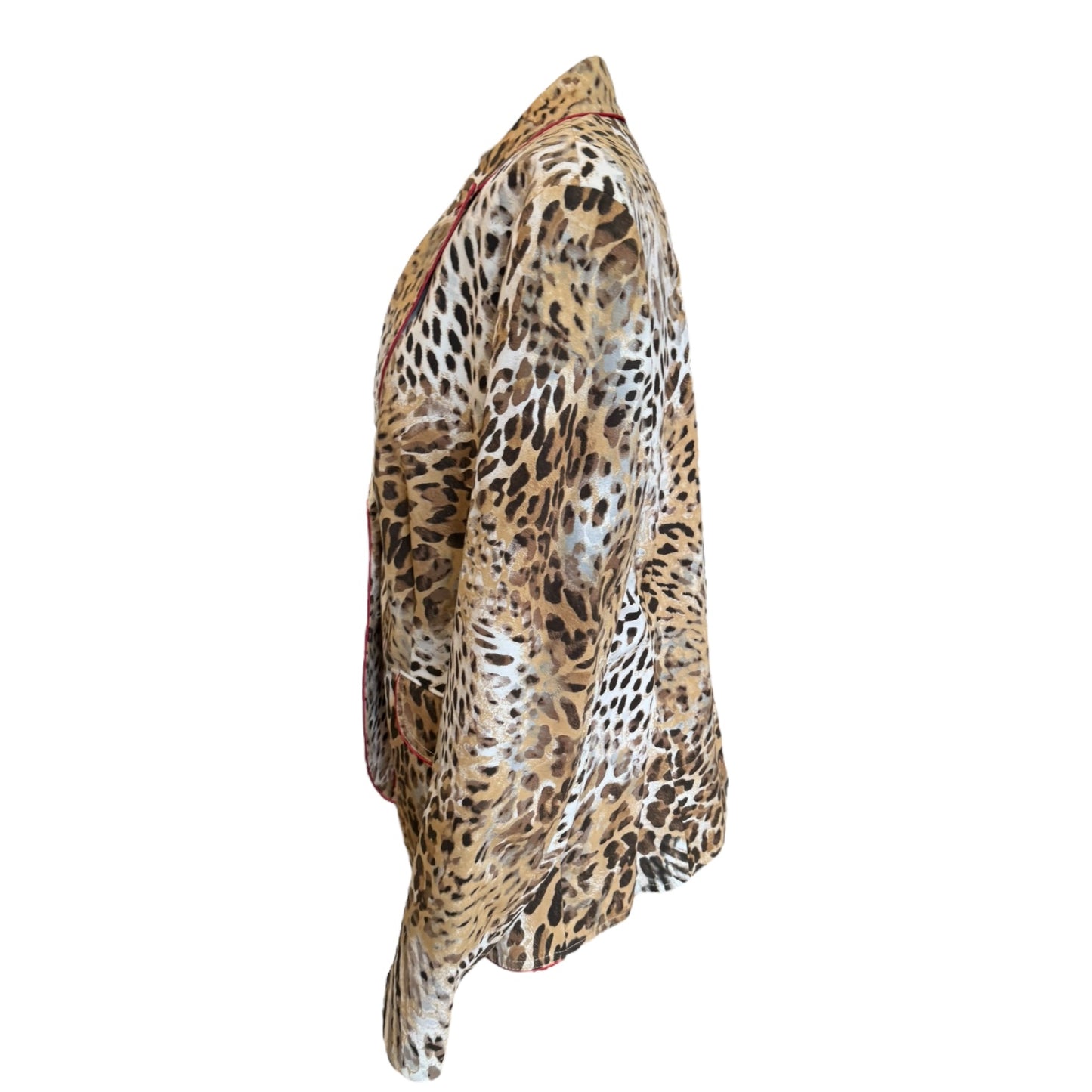 Escada Leopard Print Blazer with Red Trim - 16/18