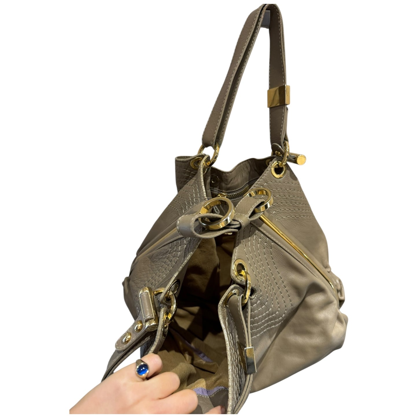 Jimmy Choo Taupe Leather Alex Hobo Tote Bag