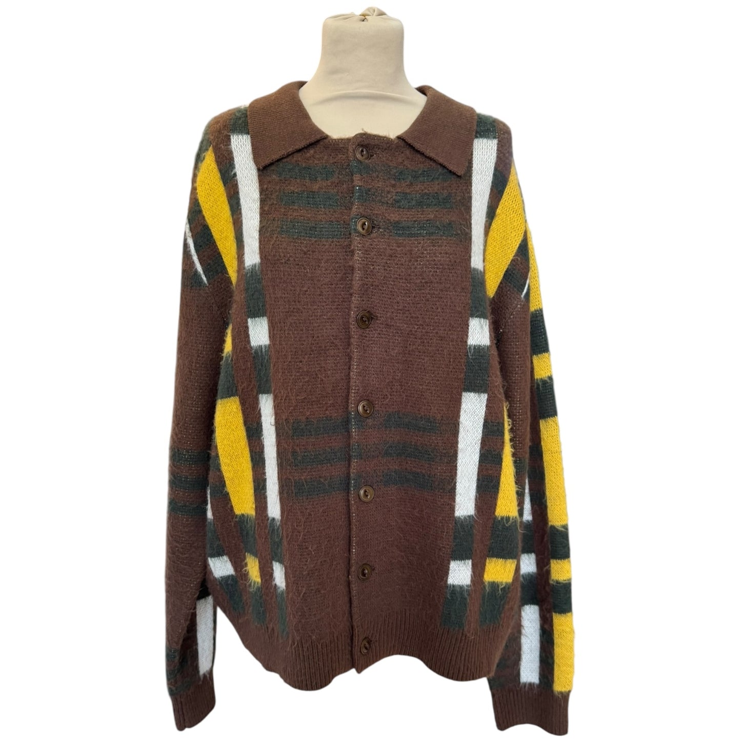 YMC Brown Patterned Rat Pack Cardigan - 12/14
