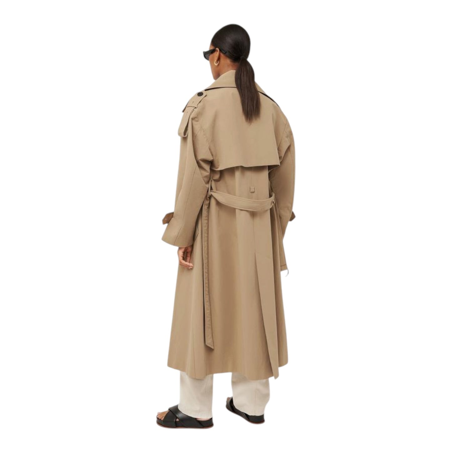 Jigsaw Oversized Cotton Trench Coat in Stone - 10