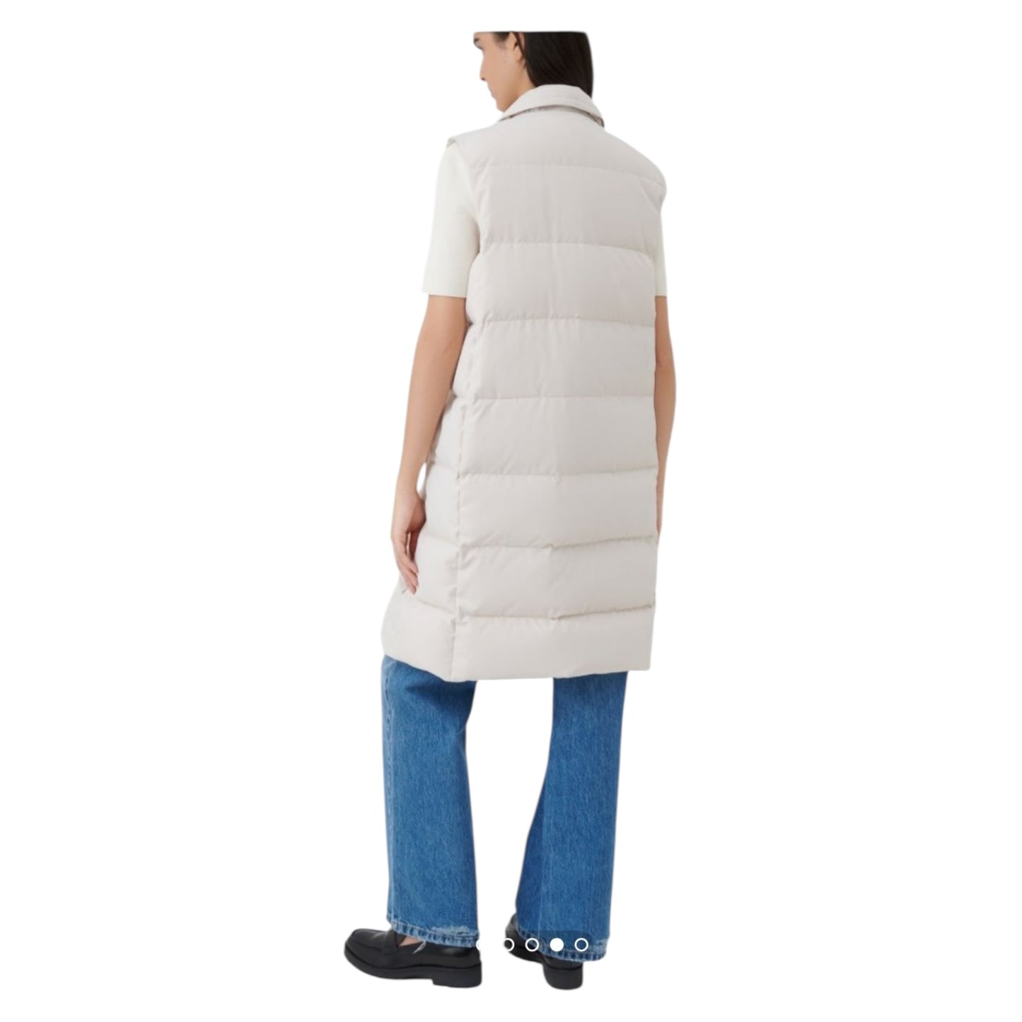 Marella Cream Longline Puffer Gilet - 14