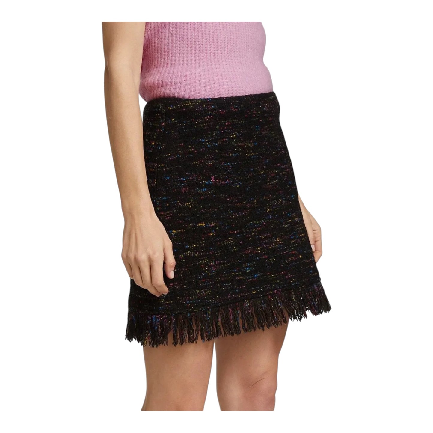Ganni Black Rainbow Tweed Skirt Suit - 8