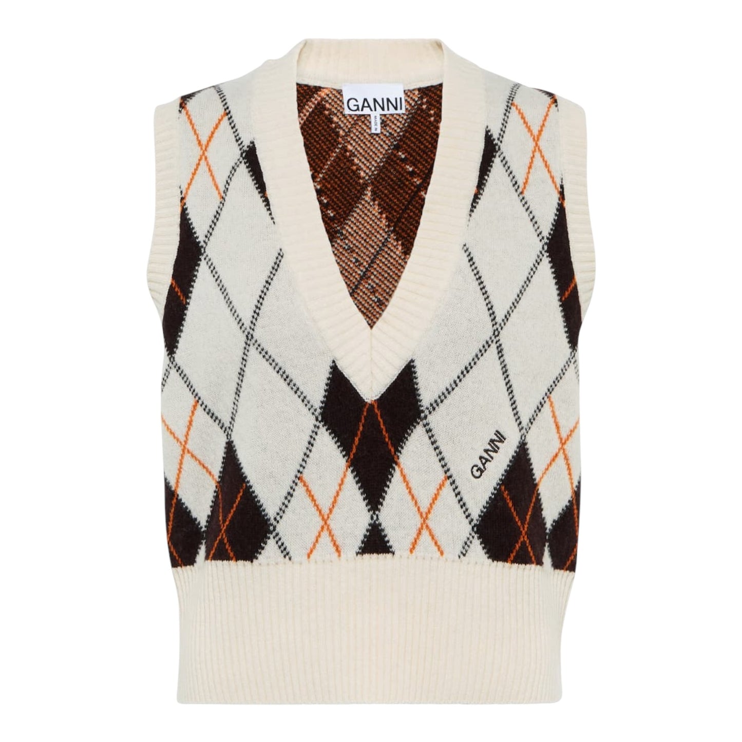 Ganni Argyle Recycled Wool Vest - 10