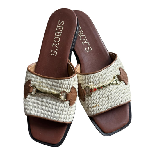 Seboy's Raffia and Leather Horsebit Slides - 39/6