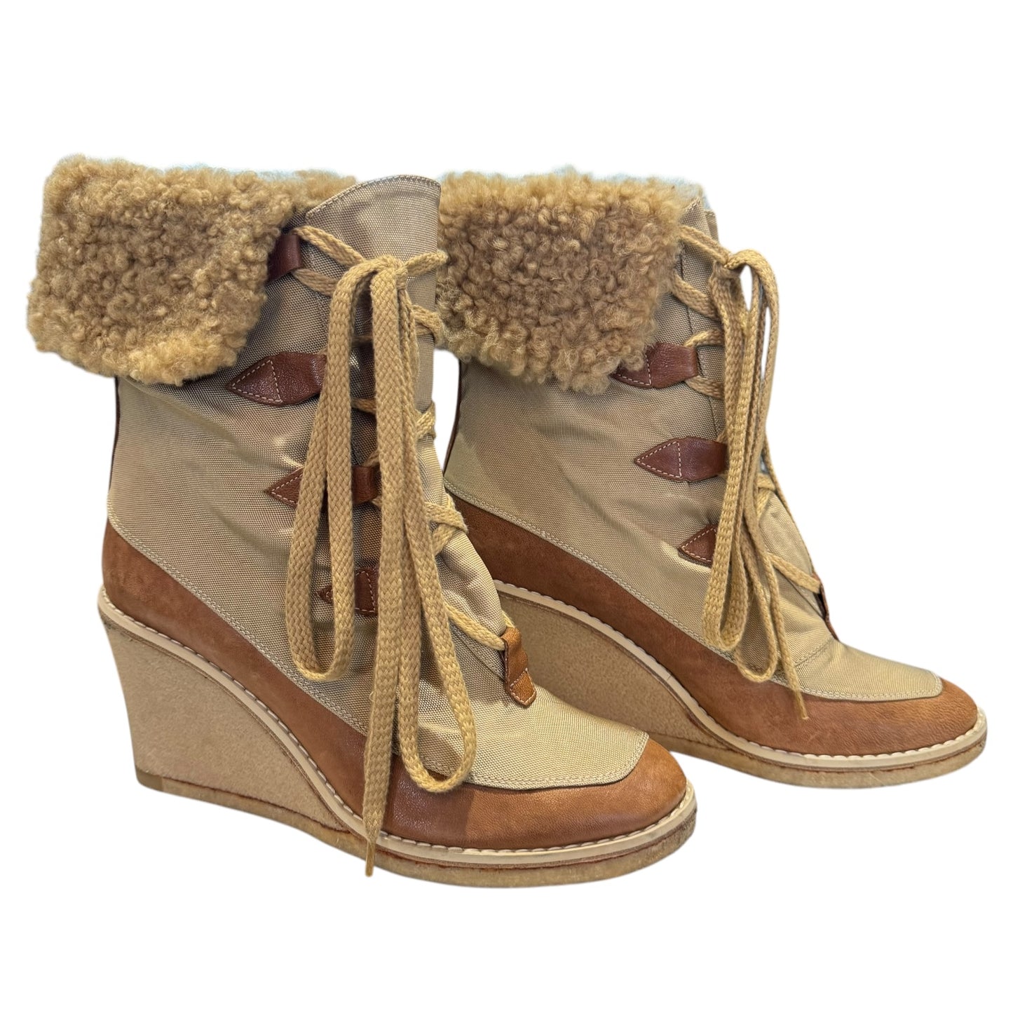 Chloe Beige Snow Boots - 7 - NEW