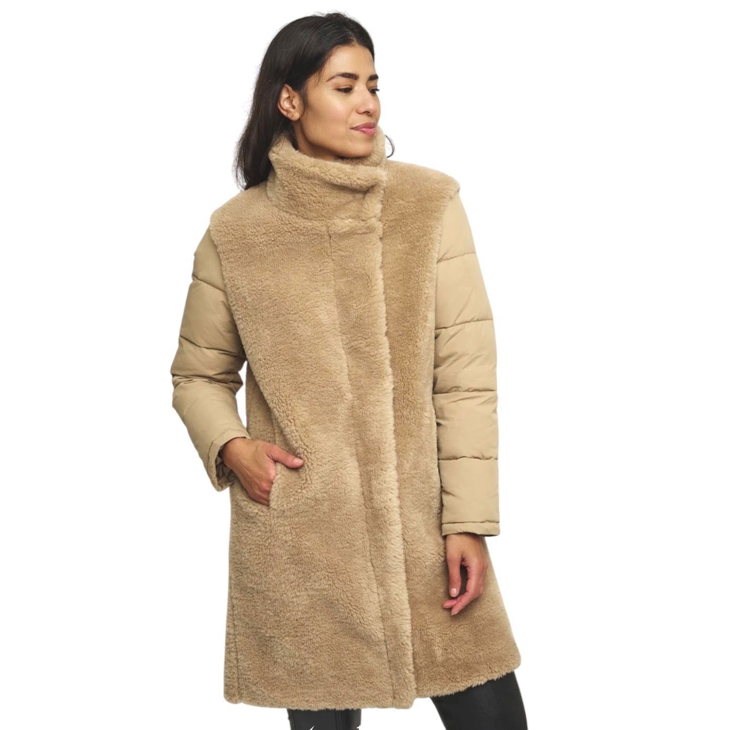 Rino and Pelle Camel Puffer Fleece Coat - 10