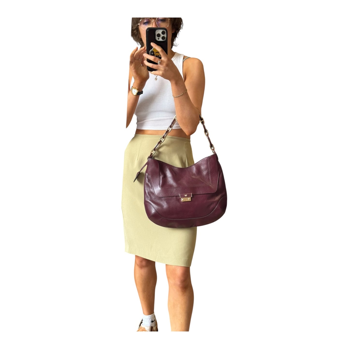 Anya Hindmarch Burgundy Berwick Shoulder Bag