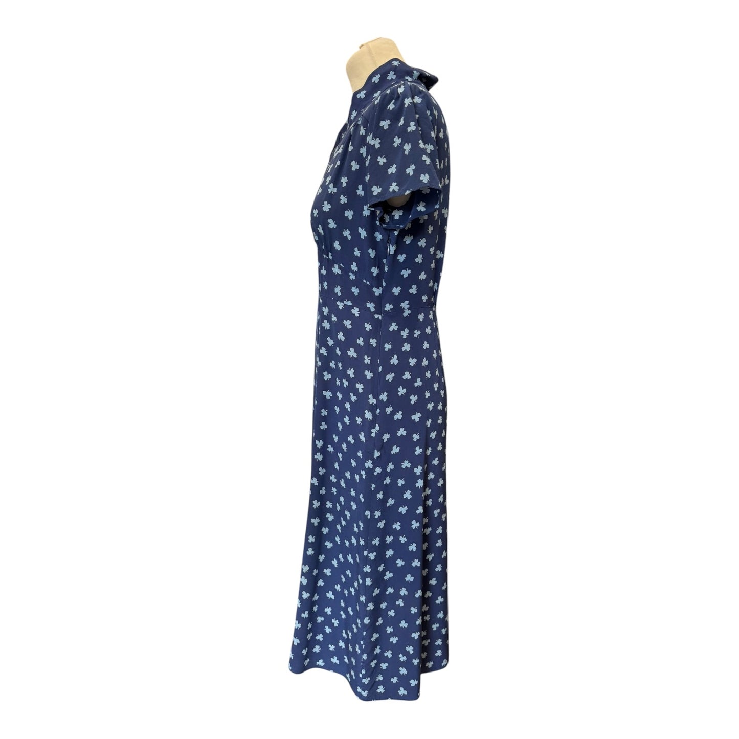 HVN Morgan Silk Dress in Navy Clover Print - 8