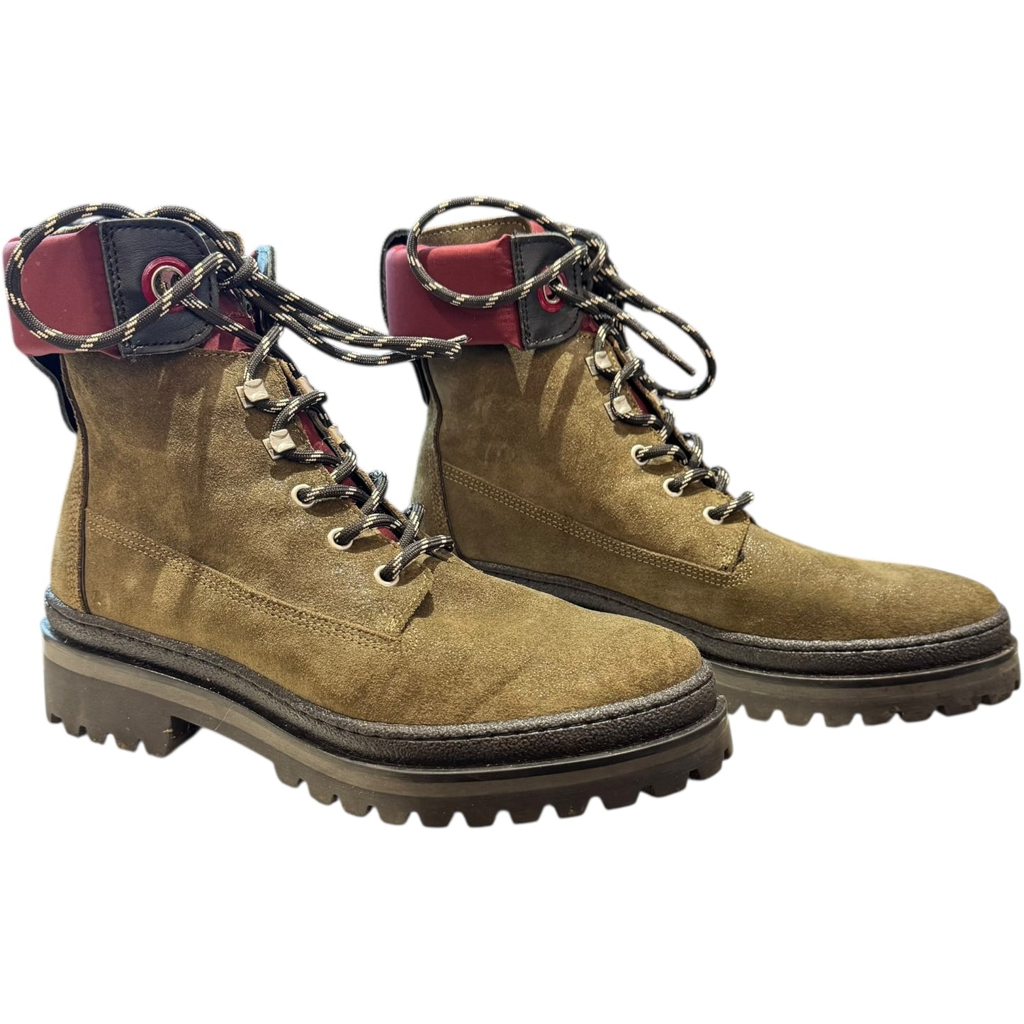 Tommy Hilfiger Green and Burgundy Sporty Lace Up Bootie - 38 / 5