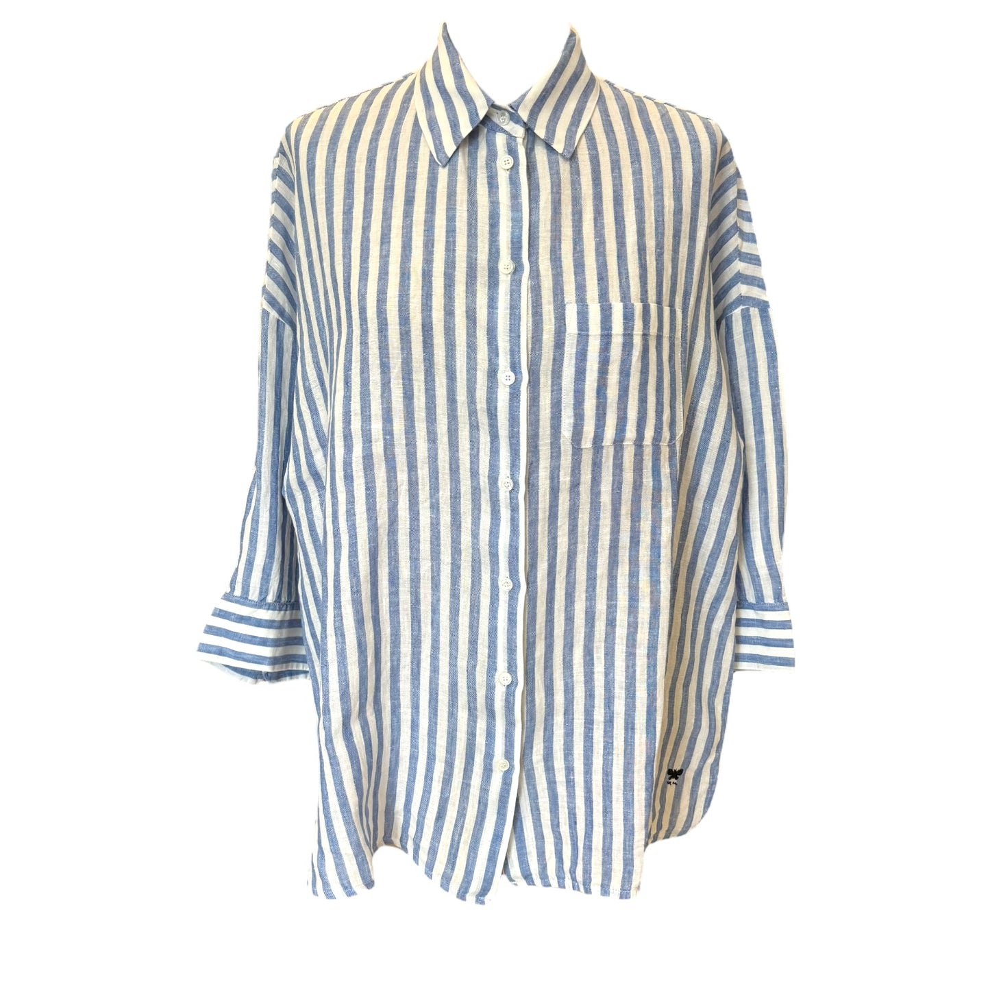 Weekend Max Mara Blue Stripe Linen Shirt - 14