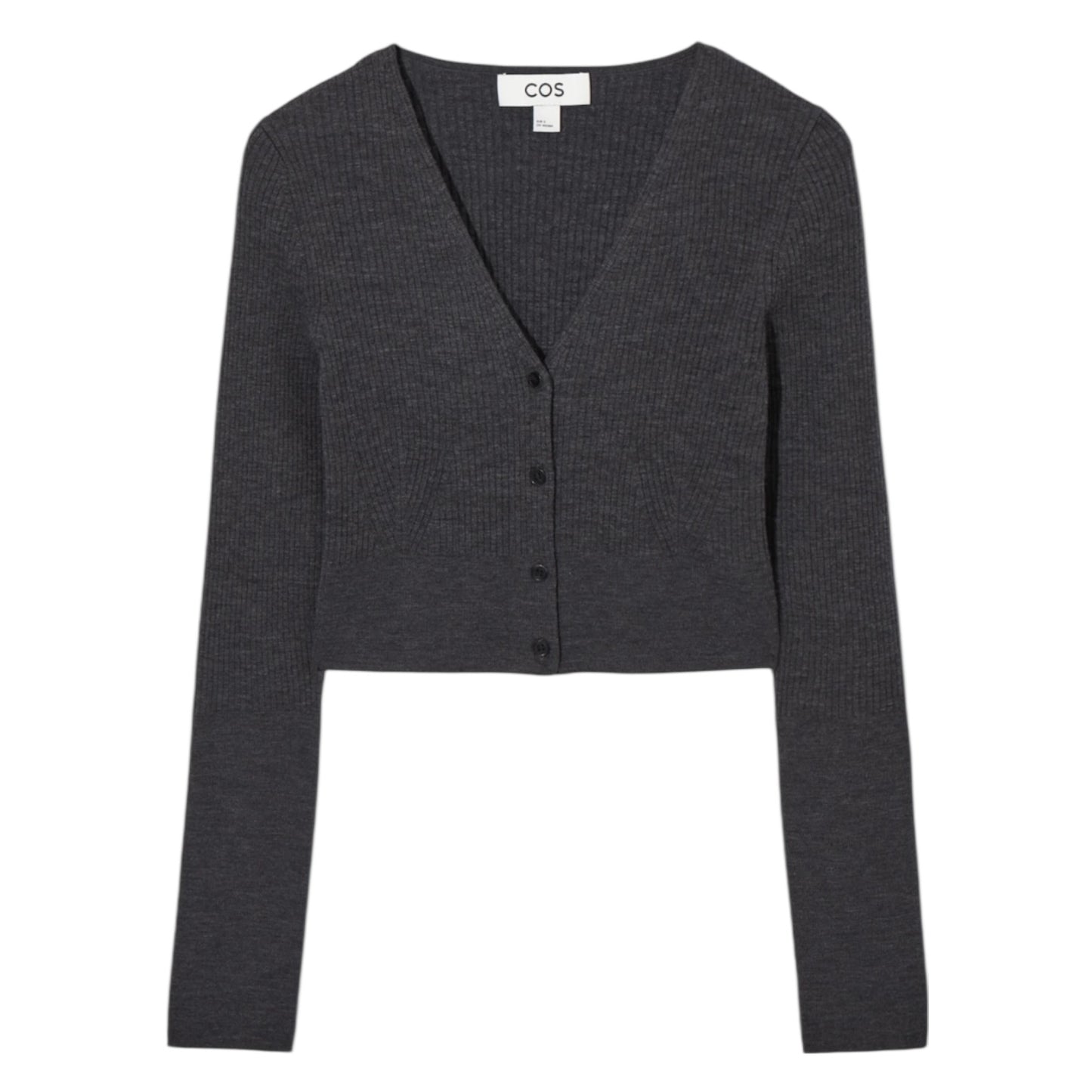 COS Grey Rib Wool Blend Cardigan - 12
