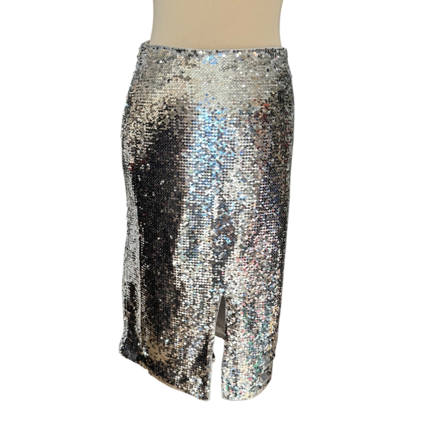 Ganni Silver Sequin Knee Length Shirt - 10