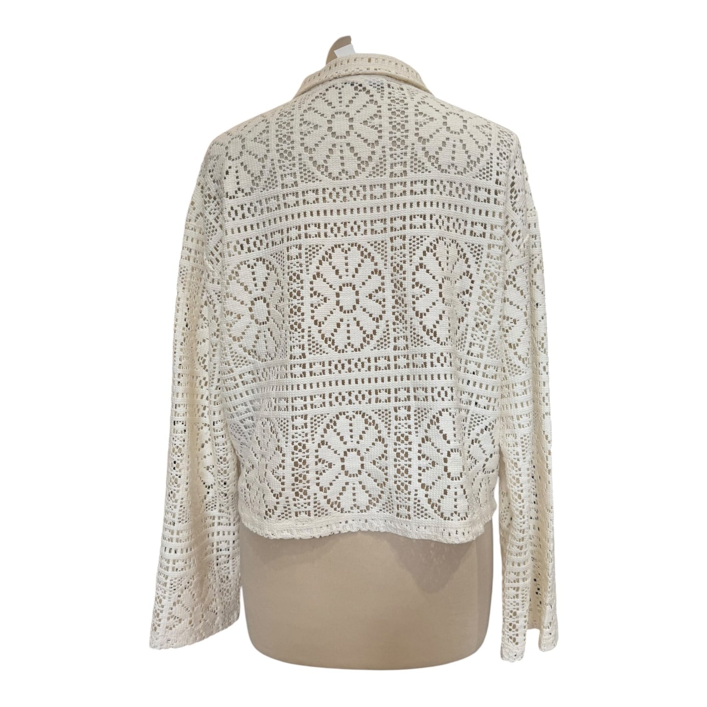 Vila Cream Crochet Patterned Shirt - 16