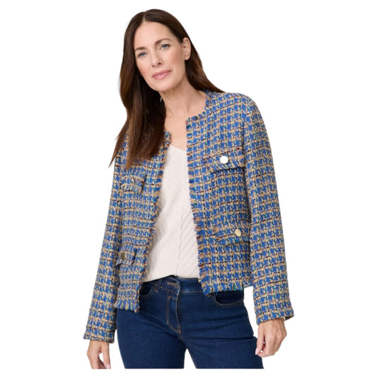 Gerry Weber Blue & Camel Houndstooth Jacket - 22 - NEW