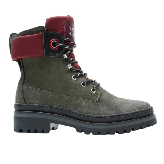 Tommy Hilfiger Green and Burgundy Sporty Lace Up Bootie - 38 / 5