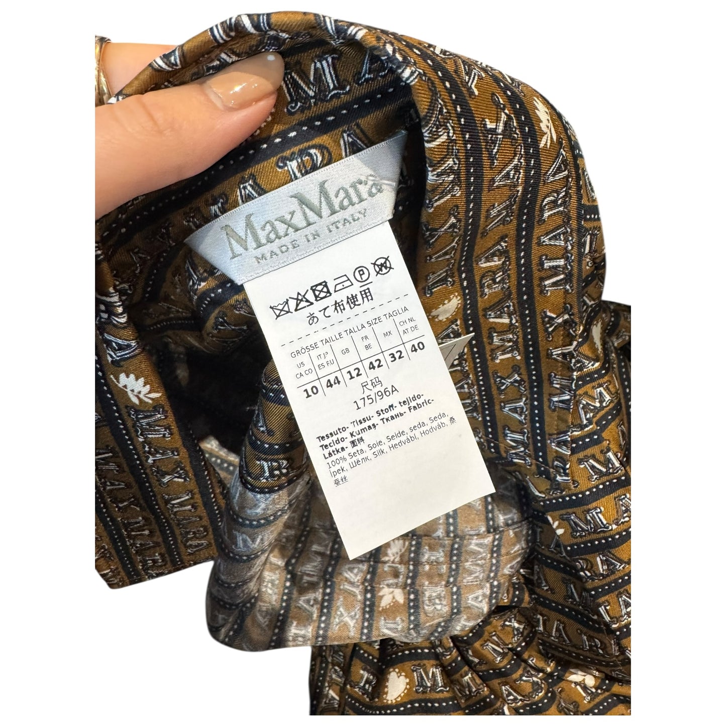 Max Mara Emmy Brown and Navy Silk Dress - 12