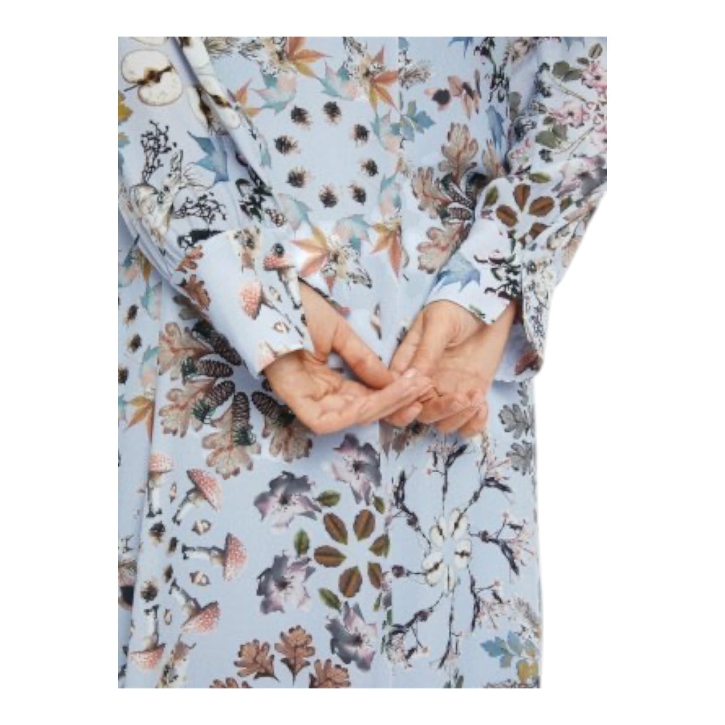 Marc Cain Tie Neck Blue Autumnal Print Dress - 14