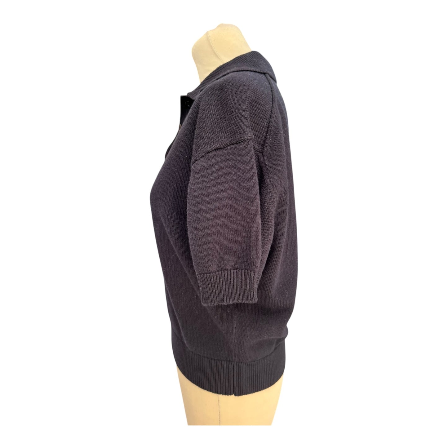 Massimo Dutti Navy Cotton and Wool Knit Top - 10
