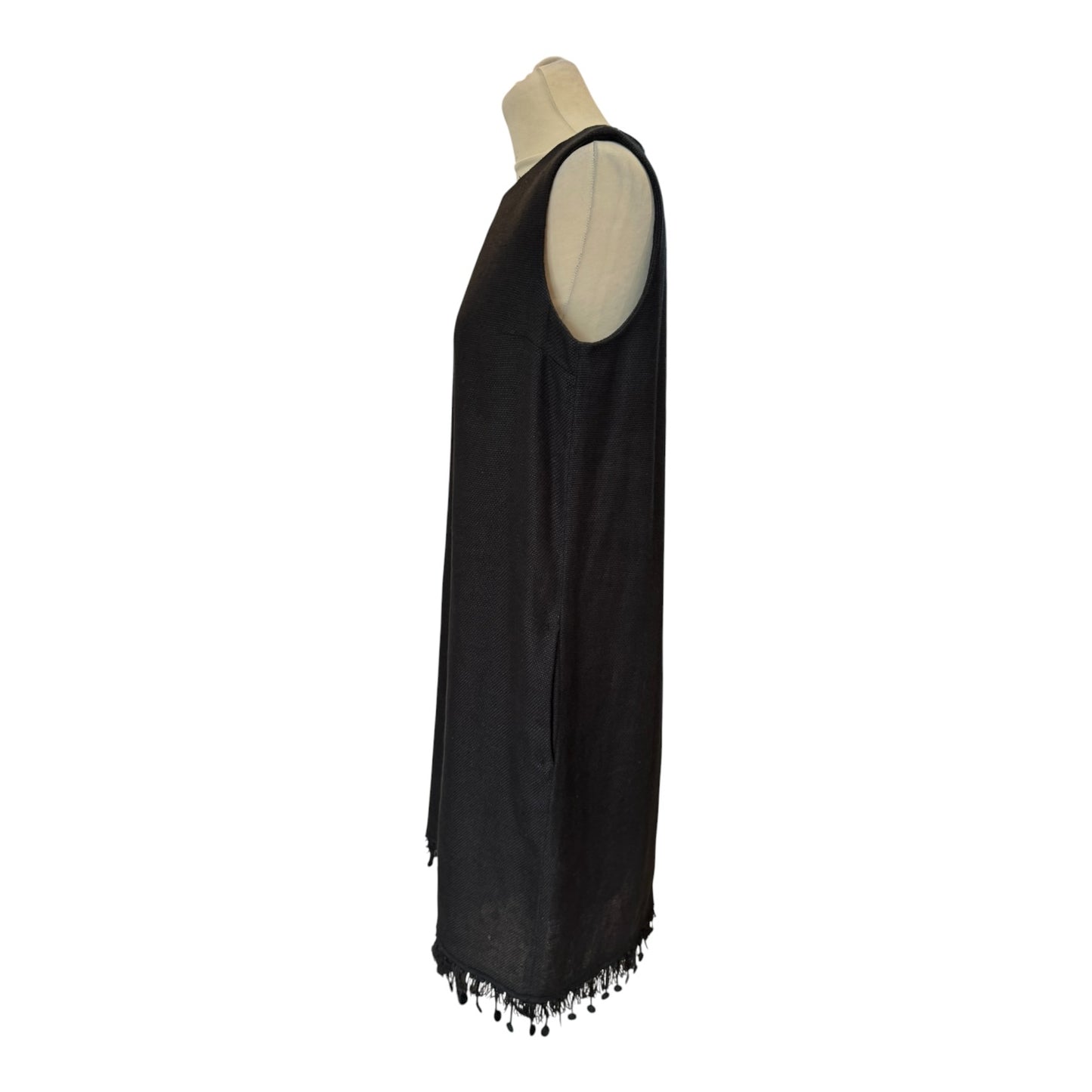 Max Mara Linen Cotton Black Shift Dress - 12