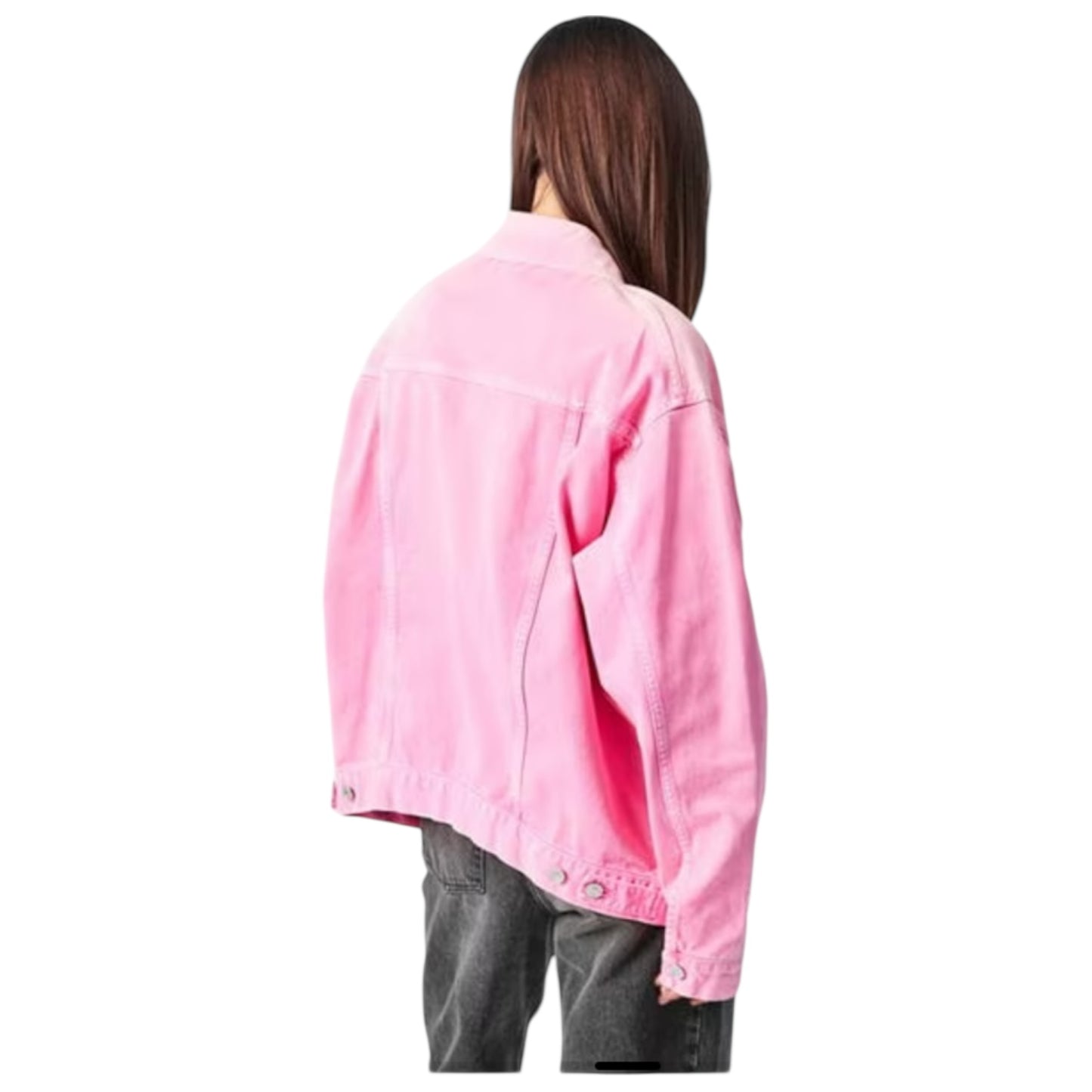 Balenciaga Pink Printed Logo Denim Jacket