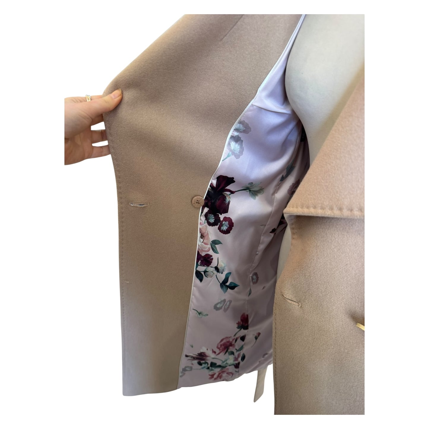 Ted Baker Sandra Beige Wool Blend Wrap Coat - 12/14