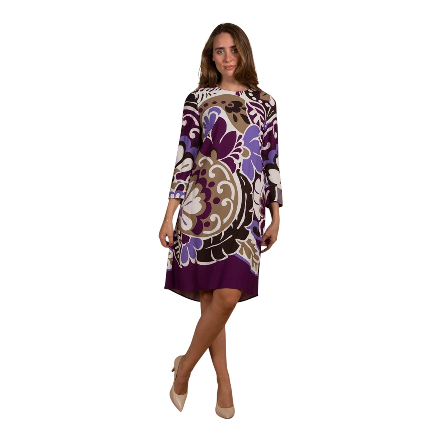 Luisa Cerano Purple Floral A Line Dress - 14