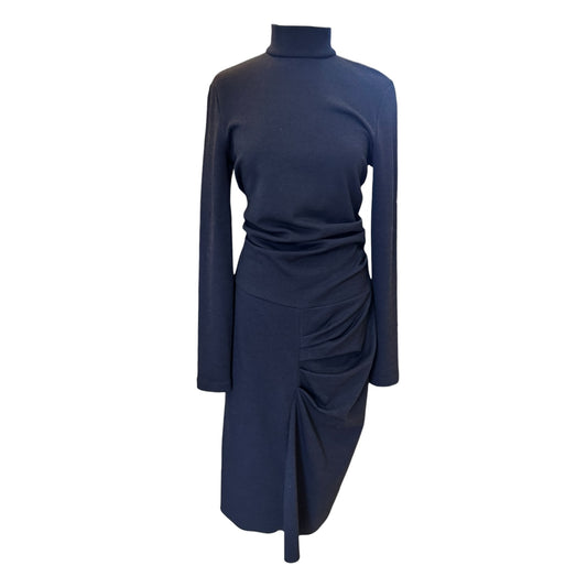 Sportmax Navy High Neck Ruched Dress - 10/12