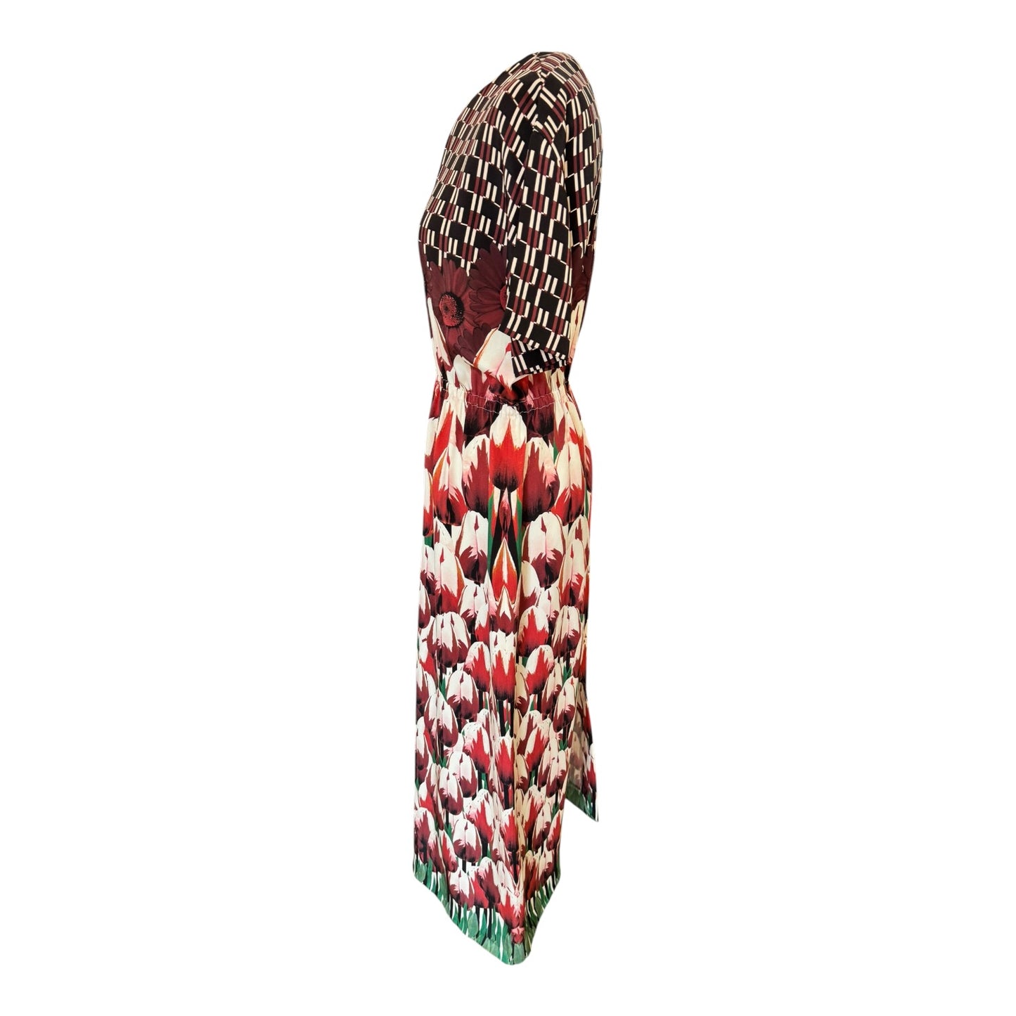 Mother of Pearl Silk Tulip Print Dress - 12