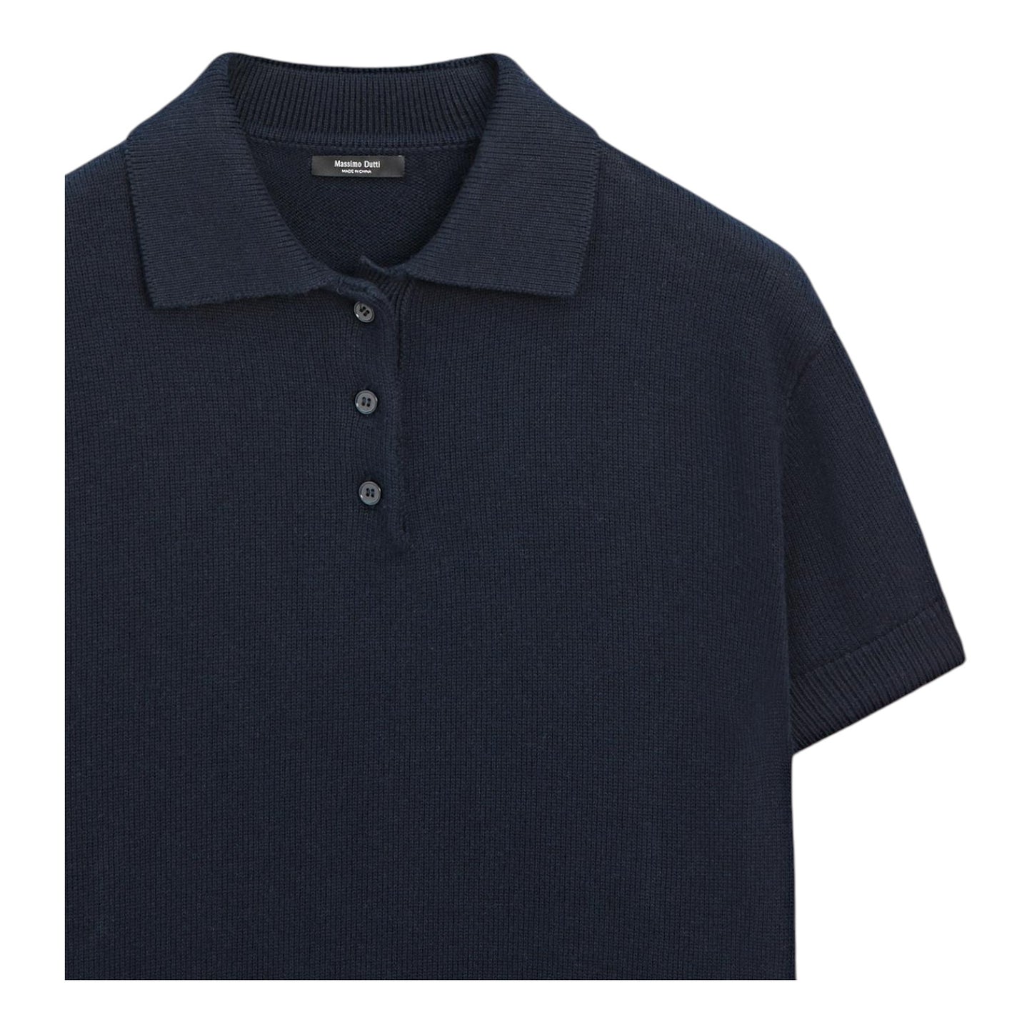 Massimo Dutti Navy Cotton and Wool Knit Top - 10