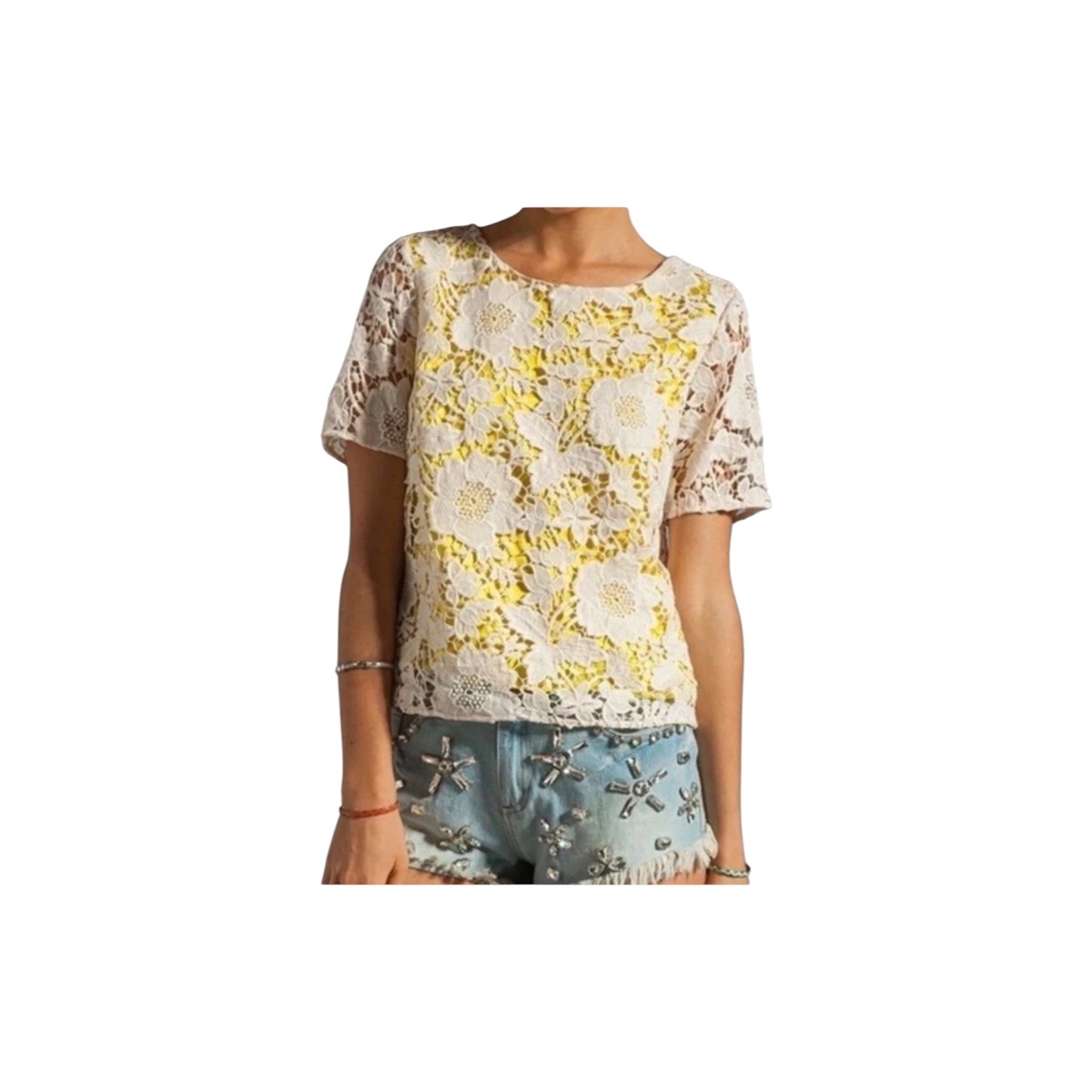 Malene Birger Yellow and Cream Lace Two Piece - 12/14