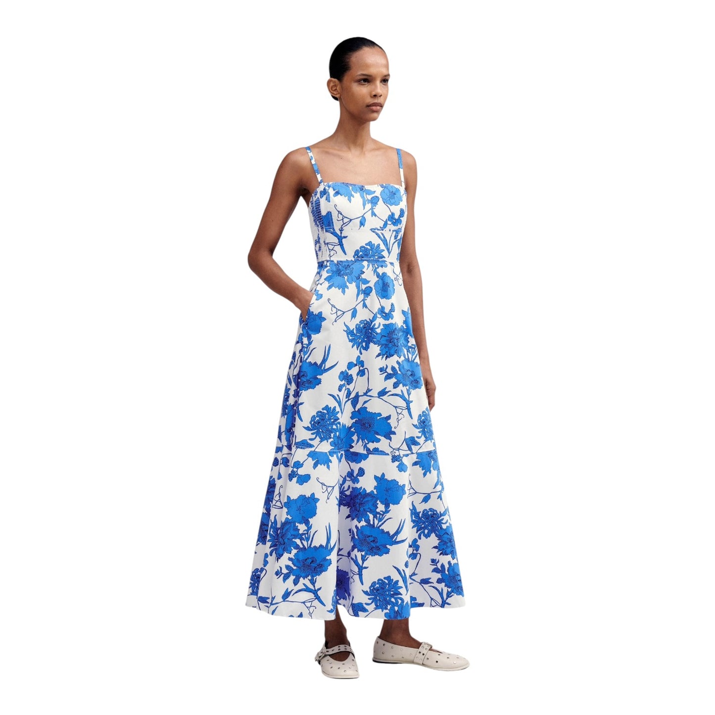 Me + Em Scribbled Flower Print Cotton Dress - 12 - NEW