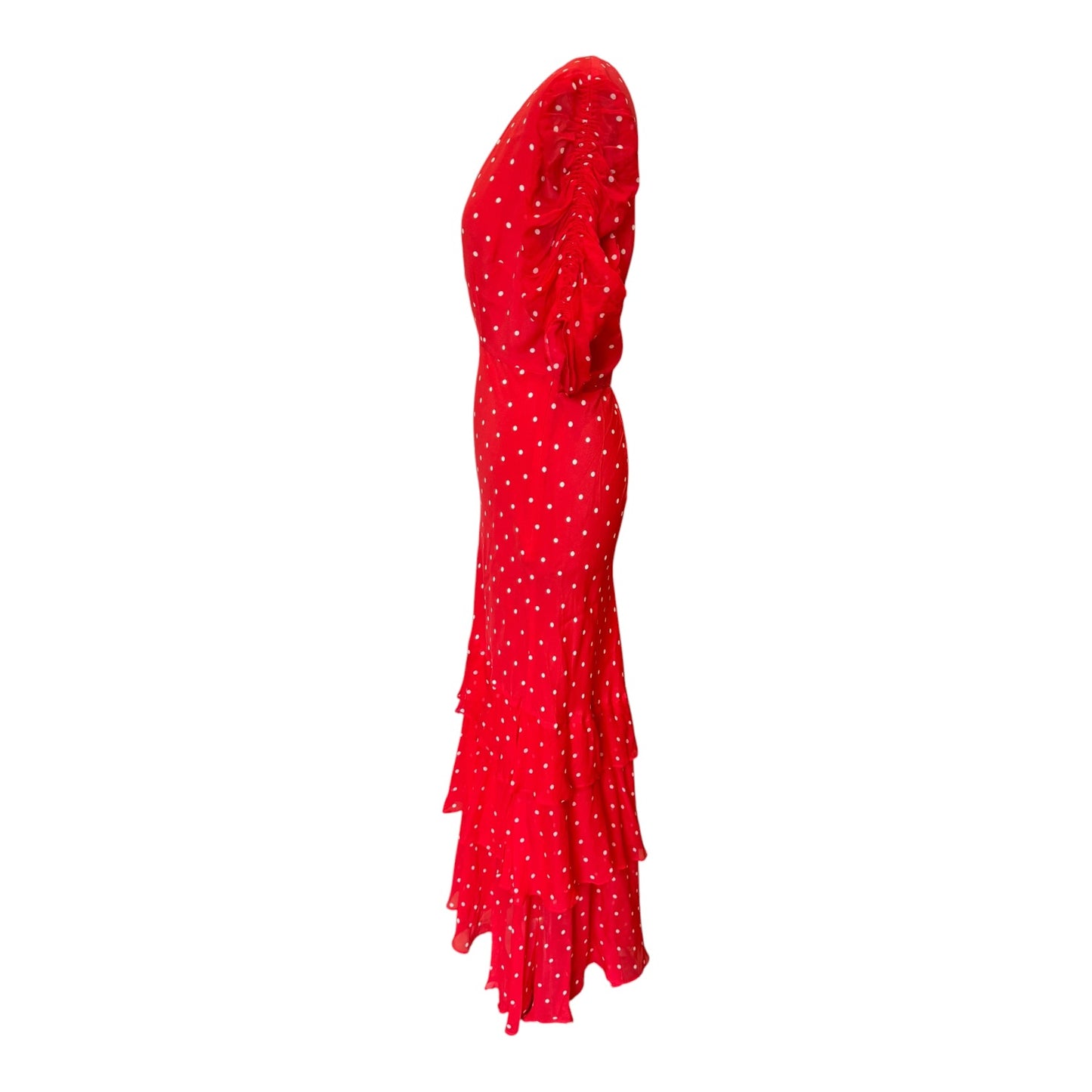 Rixo Rosheen Red Polka Dot Silk Blend Dress - 14