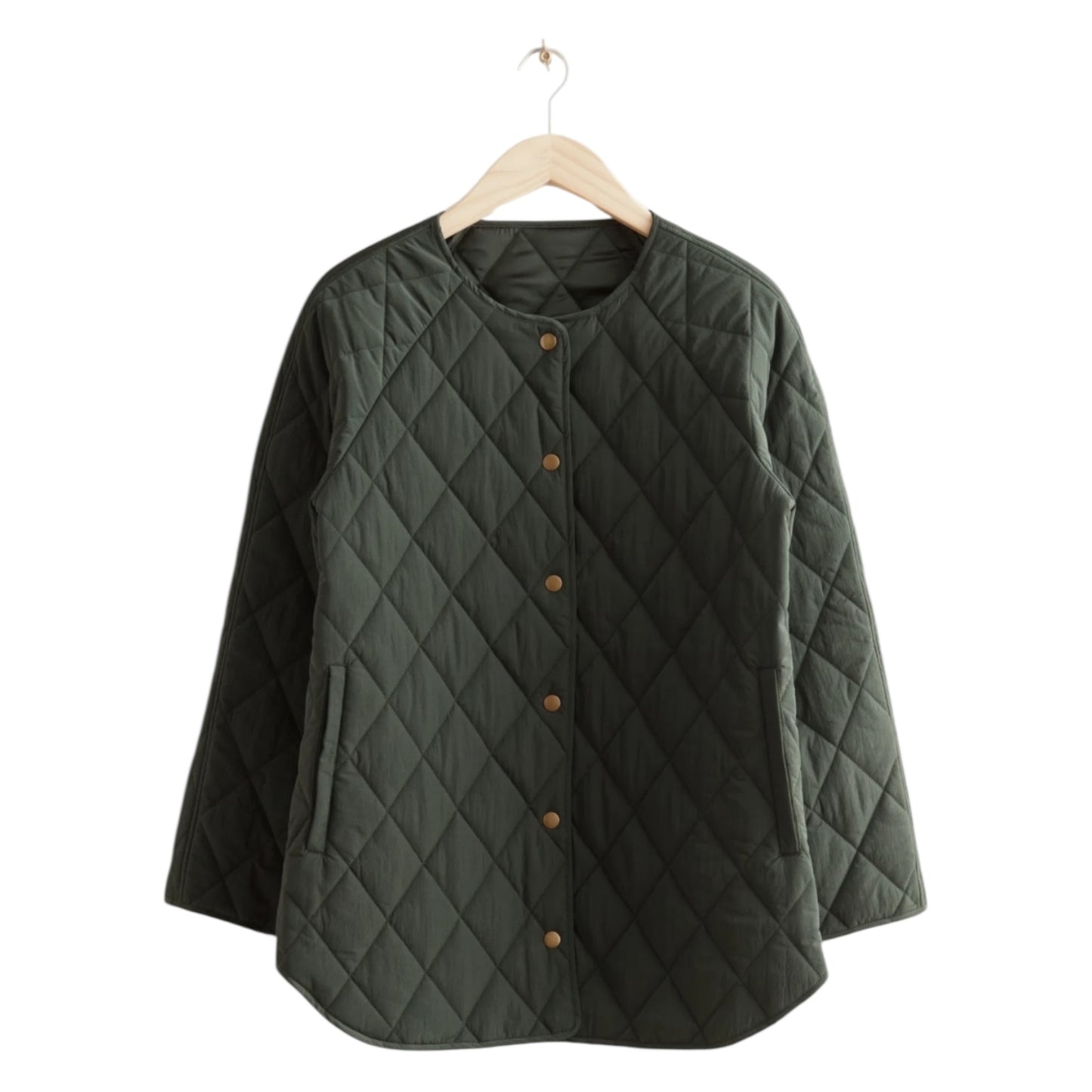 & Other Stories Khaki Quilted Jacket - 12/14