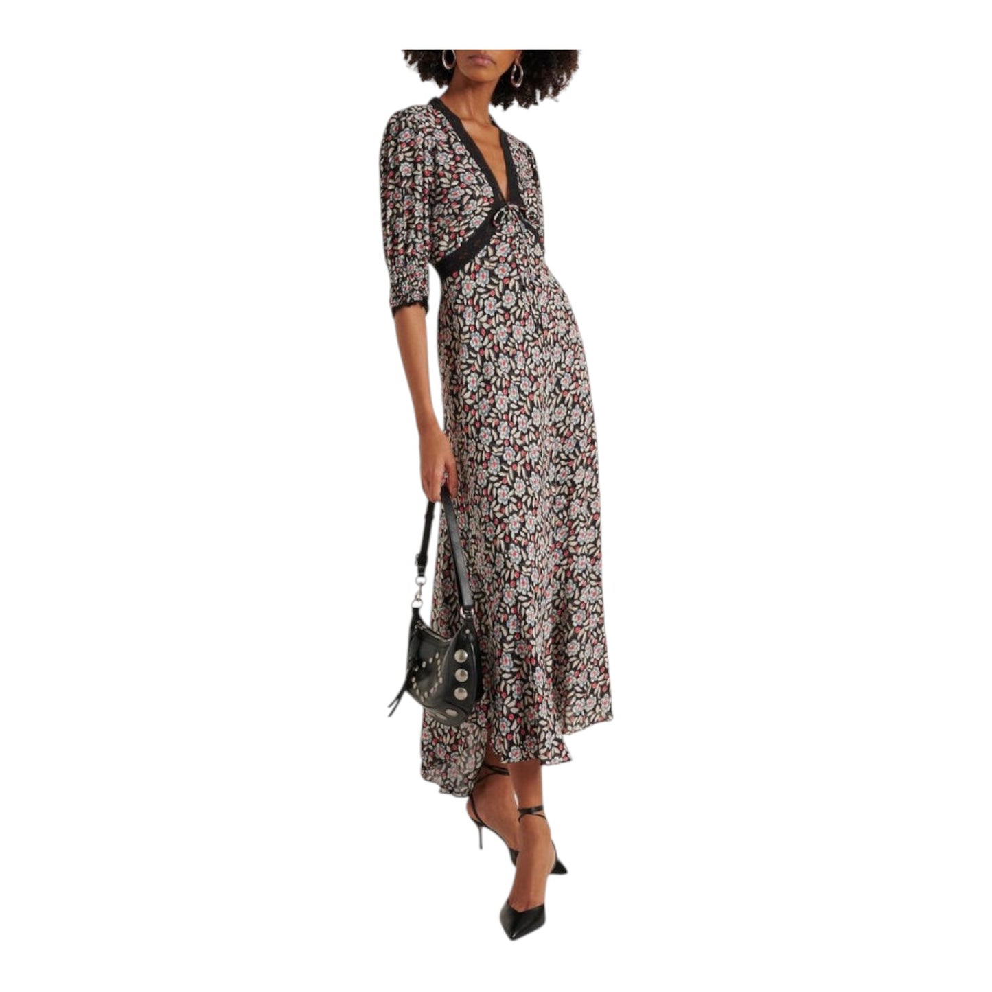 Rixo Amina Floral Crêpe Midi Dress - 14
