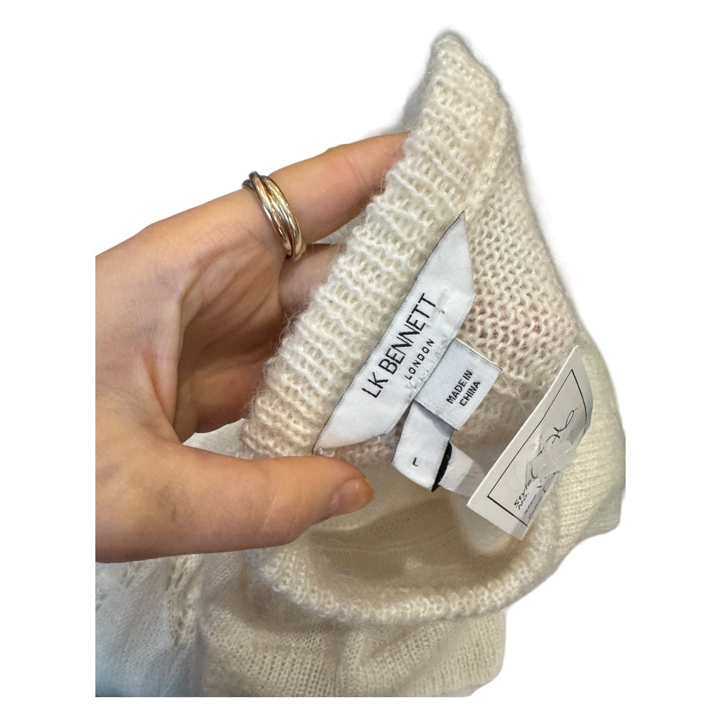 LK Bennett Ebba Cream Mohair-Blend Bubble Knit Jumper - 12/14