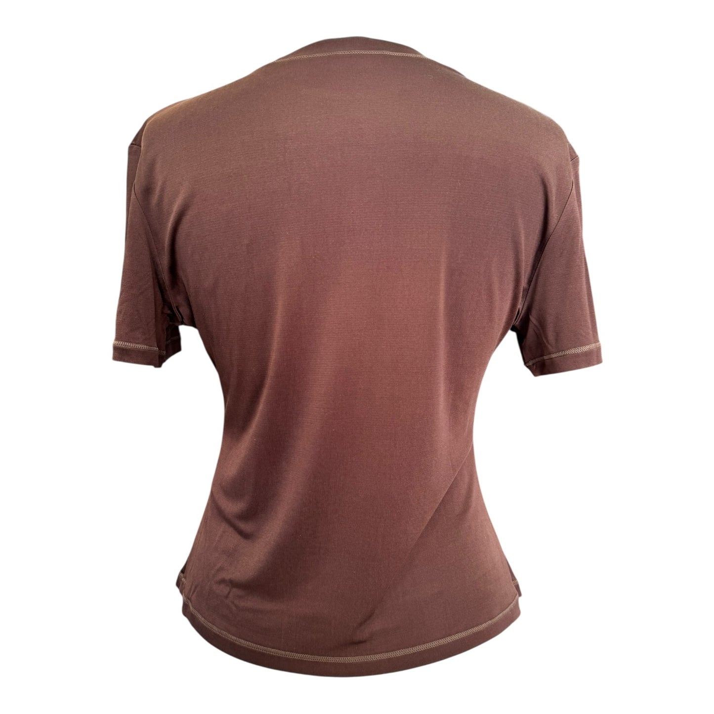 Lily Silk Brown Silk T Shirt - 12