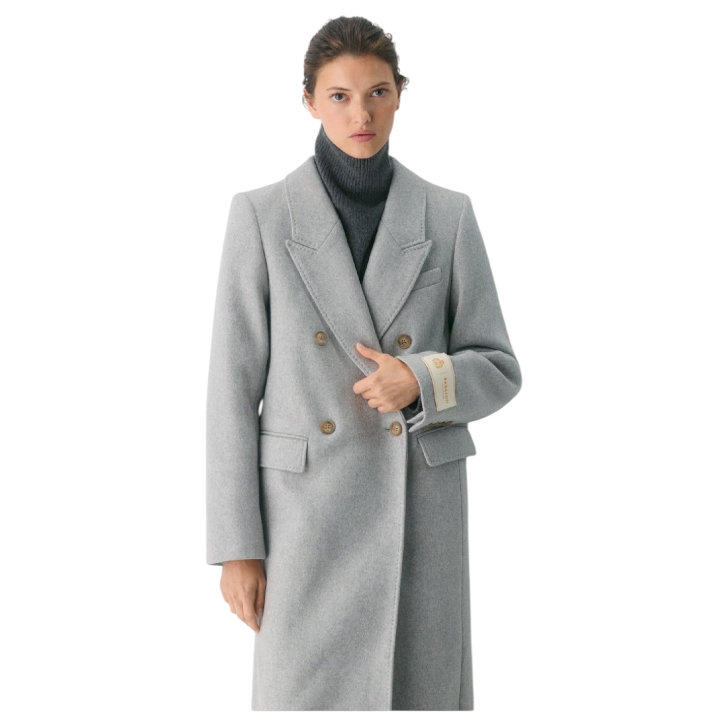 Aritzia Babaton The Constant Virgin Wool and Cashmere Long Coat in Heather Grey - 10/12