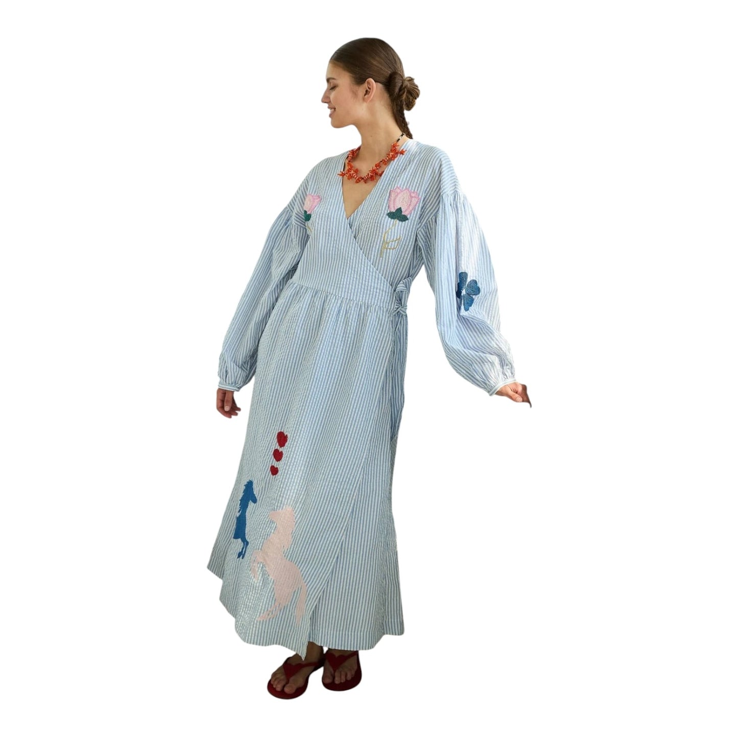 Sissel Edelbo Caro Blue Wrap Dress - One Size