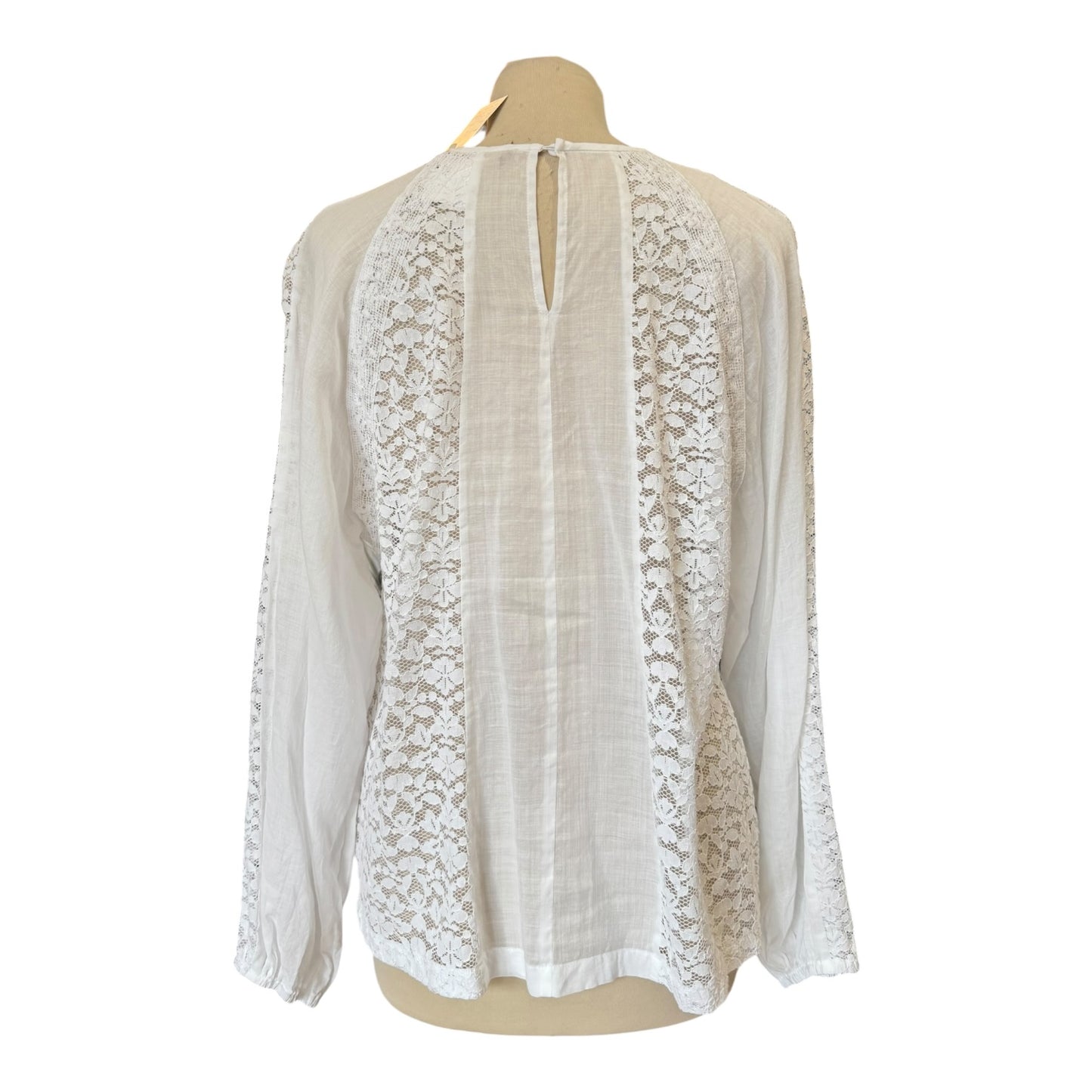 Max Mara Studio White Ramie Lace Blouse - 12